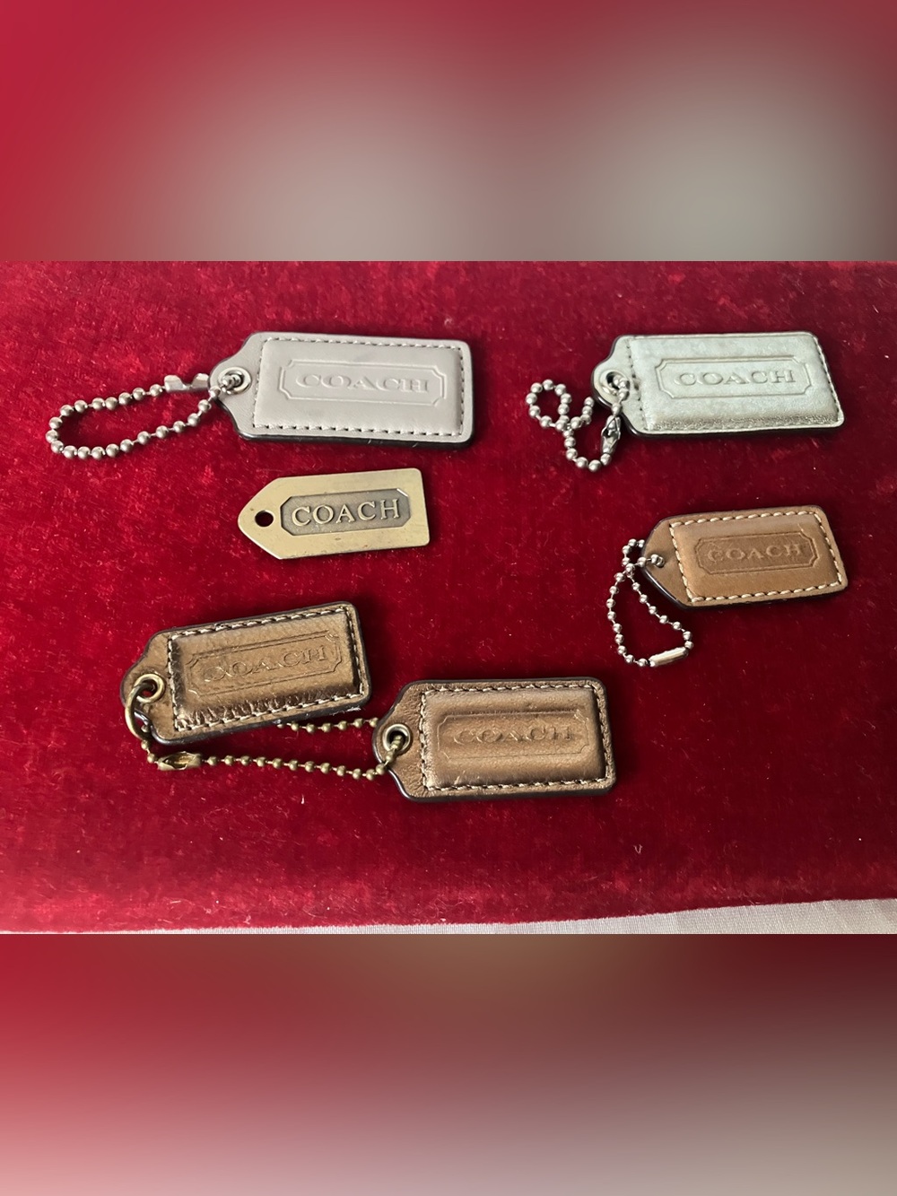Coach Vintage Leather Hangtags & Solid Brass Fob Bundle Six 6 USED